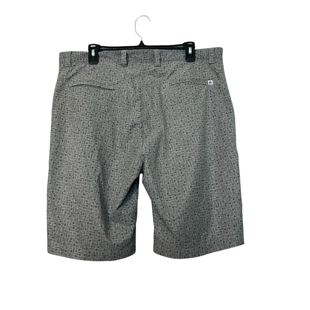 Peter Millar Golf Shorts Mens 36 Gray Performance Golf Tee Geometric Print